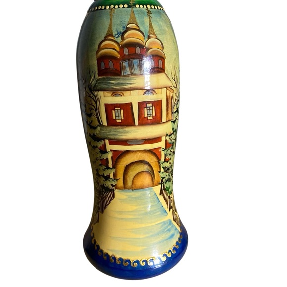 Wooden Vintage art gift box matryoshka bottle holder Russian doll hand painted - Picture 12 of 13